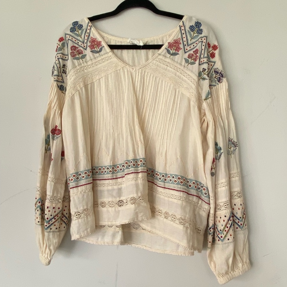 Anthropology Embroidered Blouse